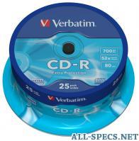 Verbatim CD-R 700Mb 52x DL 25шт Cake Box 580217