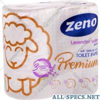 Zeno Papel sanitários «Zeno Premium Lavender Valley» três camadas 120х98 mm 4 rolo de rolo